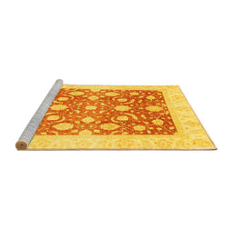 Sideview of Machine Washable Abstract Yellow Modern Rug, wshabs3791yw