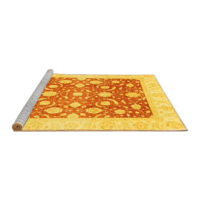 Sideview of Machine Washable Abstract Yellow Modern Rug, wshabs3791yw