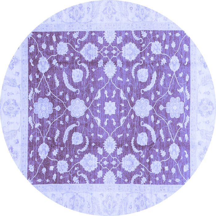 Round Abstract Blue Modern Rug, abs3791blu