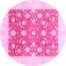 Round Abstract Pink Modern Rug, abs3791pnk