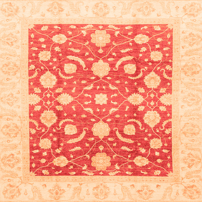 Square Machine Washable Abstract Orange Modern Area Rugs, wshabs3791org