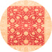 Round Abstract Orange Modern Rug, abs3791org