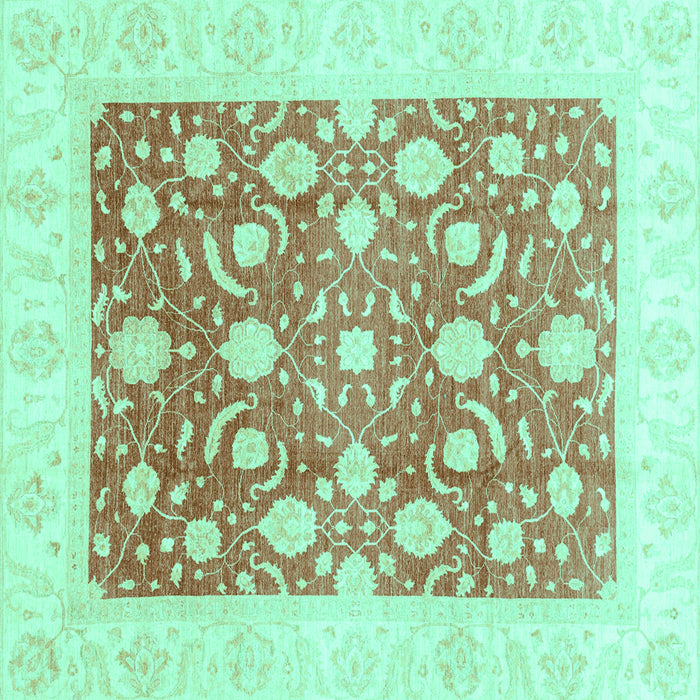 Square Machine Washable Abstract Turquoise Modern Area Rugs, wshabs3791turq