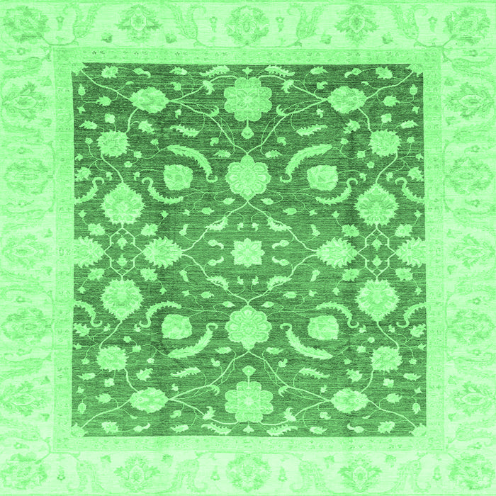 Square Machine Washable Abstract Emerald Green Modern Area Rugs, wshabs3791emgrn