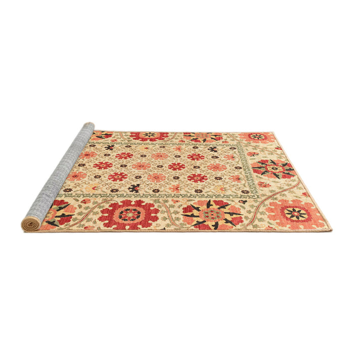 Sideview of Machine Washable Abstract Mustard Yellow Rug, wshabs3792