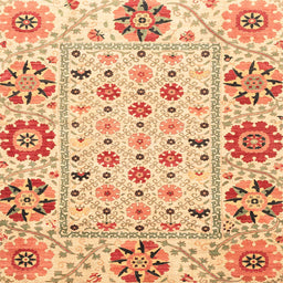 Square Abstract Mustard Yellow Modern Rug, abs3792