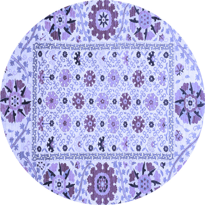 Round Abstract Blue Modern Rug, abs3792blu