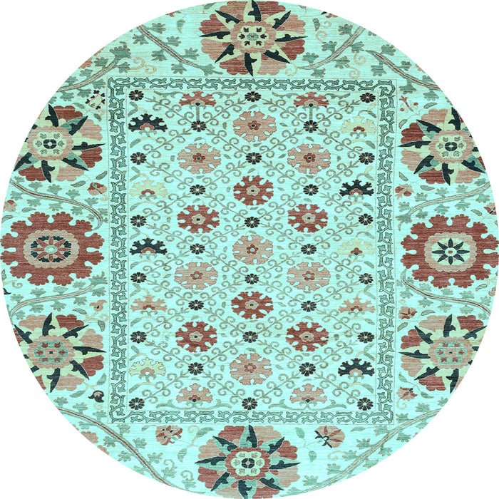 Round Abstract Light Blue Modern Rug, abs3792lblu