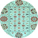 Round Abstract Light Blue Modern Rug, abs3792lblu