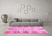 Machine Washable Abstract Pink Modern Rug in a Living Room, wshabs3792pnk