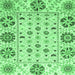 Square Abstract Emerald Green Modern Rug, abs3792emgrn