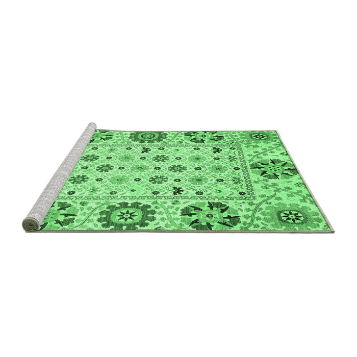 Sideview of Machine Washable Abstract Emerald Green Modern Area Rugs, wshabs3792emgrn