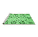 Sideview of Machine Washable Abstract Emerald Green Modern Area Rugs, wshabs3792emgrn