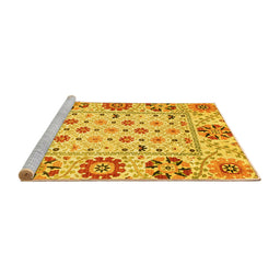 Sideview of Machine Washable Abstract Yellow Modern Rug, wshabs3792yw