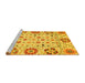 Sideview of Machine Washable Abstract Yellow Modern Rug, wshabs3792yw