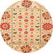 Round Abstract Mustard Yellow Modern Rug, abs3792