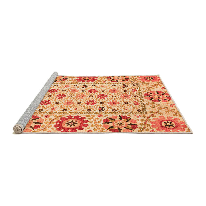 Sideview of Machine Washable Abstract Orange Modern Area Rugs, wshabs3792org