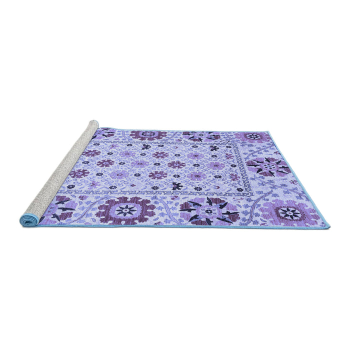 Sideview of Machine Washable Abstract Blue Modern Rug, wshabs3792blu