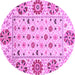 Round Machine Washable Abstract Purple Modern Area Rugs, wshabs3792pur