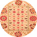 Round Abstract Orange Modern Rug, abs3792org