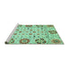 Sideview of Machine Washable Abstract Turquoise Modern Area Rugs, wshabs3792turq