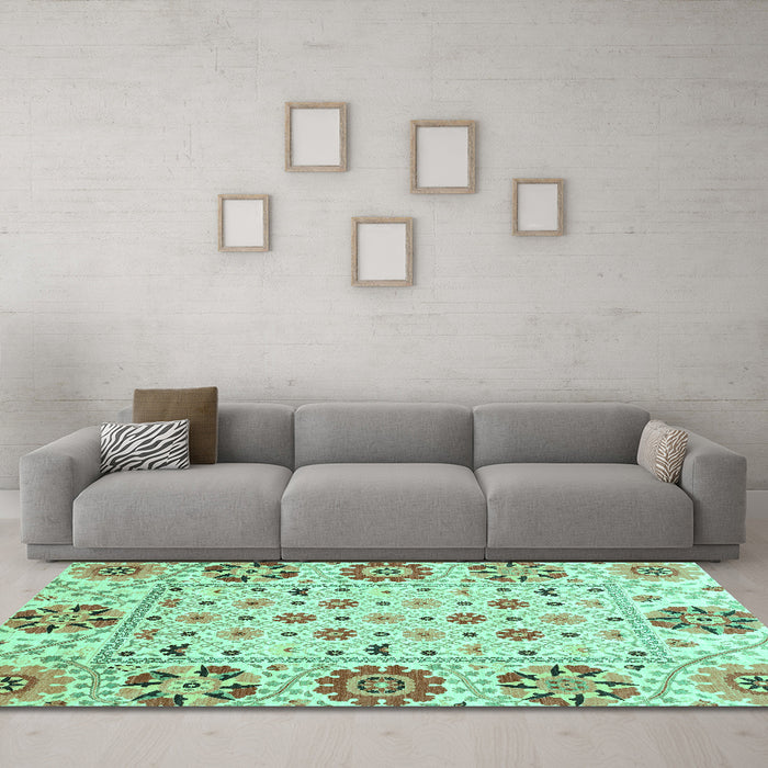 Machine Washable Abstract Turquoise Modern Area Rugs in a Living Room,, wshabs3792turq