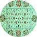 Round Abstract Turquoise Modern Rug, abs3792turq