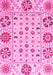 Machine Washable Abstract Pink Modern Rug, wshabs3792pnk