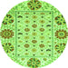 Round Abstract Green Modern Rug, abs3792grn