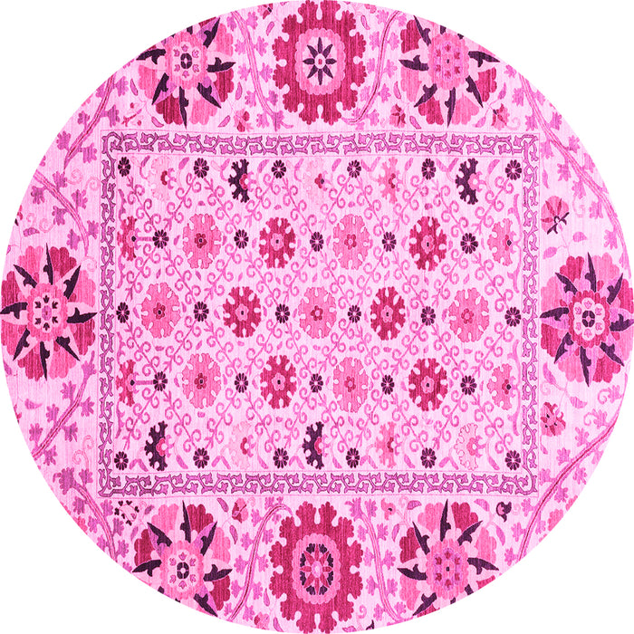 Round Abstract Pink Modern Rug, abs3792pnk