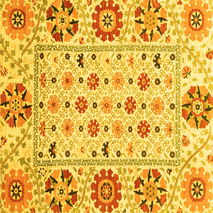 Square Machine Washable Abstract Yellow Modern Rug, wshabs3792yw