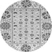 Round Machine Washable Abstract Gray Modern Rug, wshabs3792gry