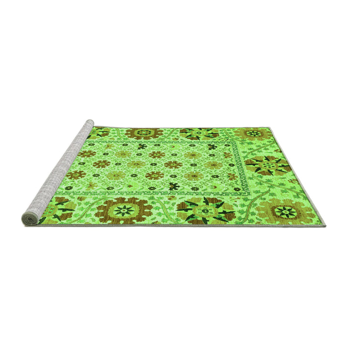 Sideview of Machine Washable Abstract Green Modern Area Rugs, wshabs3792grn