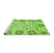 Sideview of Machine Washable Abstract Green Modern Area Rugs, wshabs3792grn