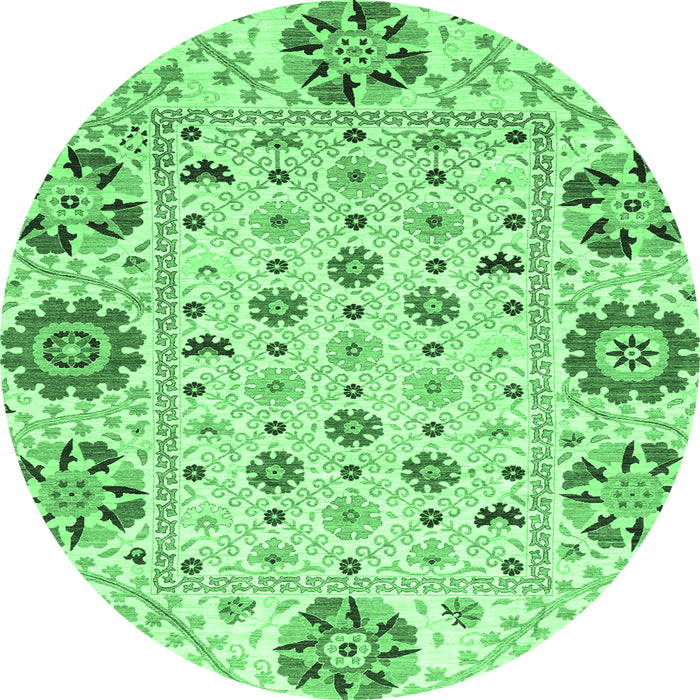 Round Abstract Emerald Green Modern Rug, abs3792emgrn