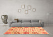 Machine Washable Abstract Orange Modern Area Rugs in a Living Room, wshabs3792org