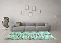 Machine Washable Abstract Light Blue Modern Rug, wshabs3792lblu