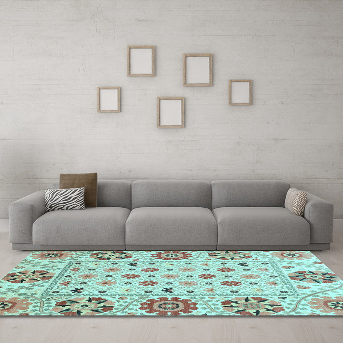 Machine Washable Abstract Light Blue Modern Rug in a Living Room, wshabs3792lblu