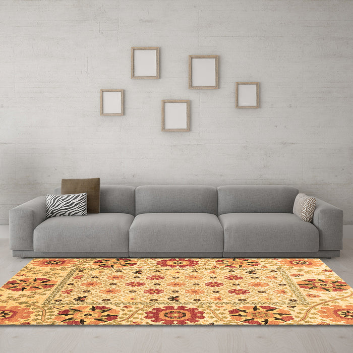 Machine Washable Abstract Brown Modern Rug in a Living Room,, wshabs3792brn