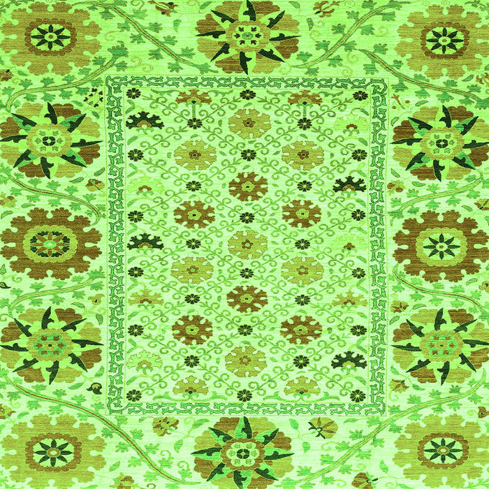 Square Machine Washable Abstract Green Modern Area Rugs, wshabs3792grn