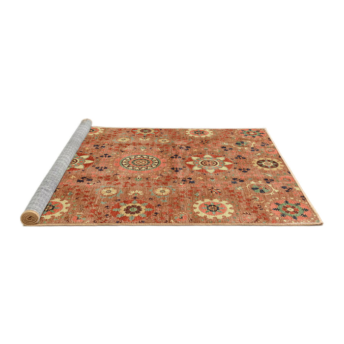 Sideview of Machine Washable Abstract Red Rug, wshabs3793