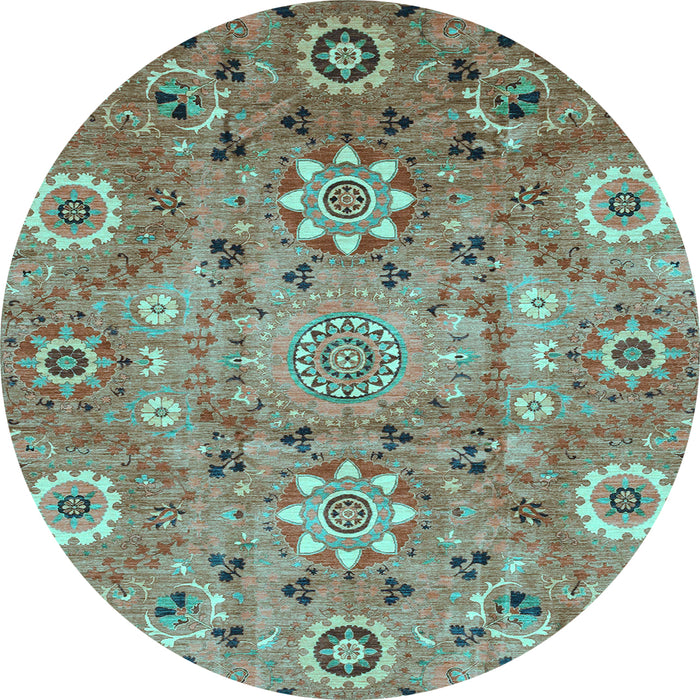 Round Abstract Light Blue Modern Rug, abs3793lblu