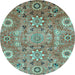 Round Abstract Light Blue Modern Rug, abs3793lblu