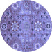 Round Machine Washable Abstract Blue Modern Rug, wshabs3793blu