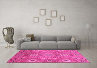 Machine Washable Abstract Pink Modern Rug, wshabs3793pnk