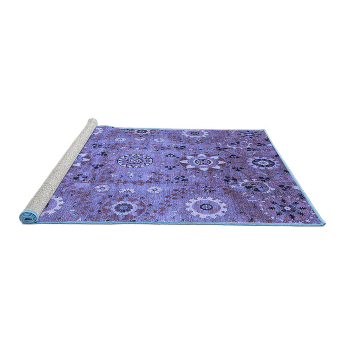 Sideview of Machine Washable Abstract Blue Modern Rug, wshabs3793blu