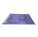 Sideview of Machine Washable Abstract Blue Modern Rug, wshabs3793blu