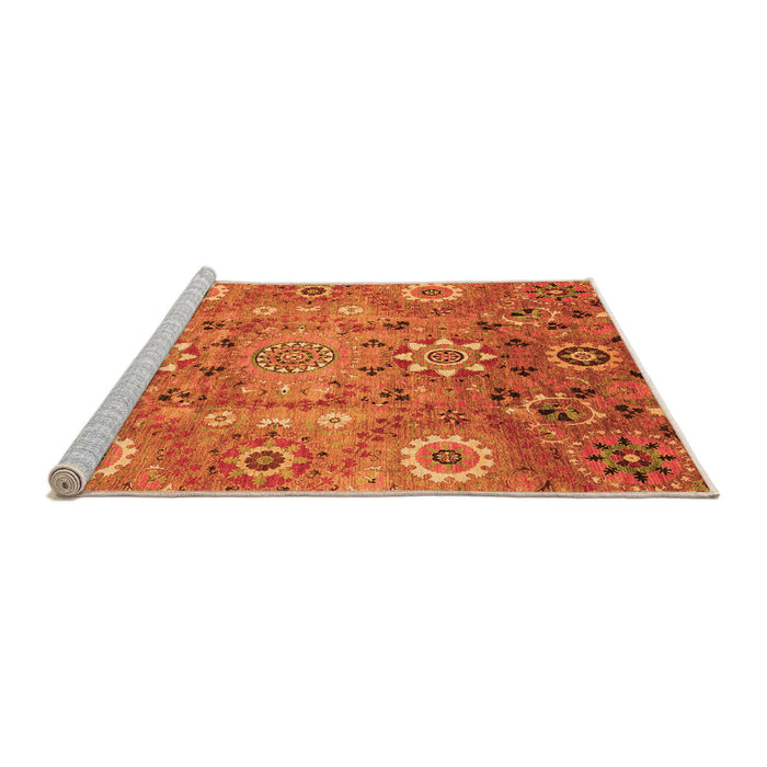 Sideview of Machine Washable Abstract Orange Modern Area Rugs, wshabs3793org
