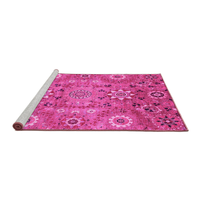 Sideview of Machine Washable Abstract Pink Modern Rug, wshabs3793pnk