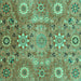 Square Machine Washable Abstract Turquoise Modern Area Rugs, wshabs3793turq